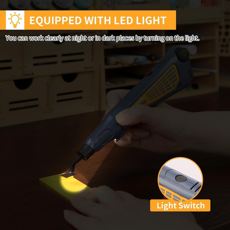 Bucasso Cordless Pen Sander, Variable Speed and USB Charging with LED Light, Multi-Purpose Power Tool for Sanding, Polishing, Finishing, DIY Crafts, Blue - Image 4